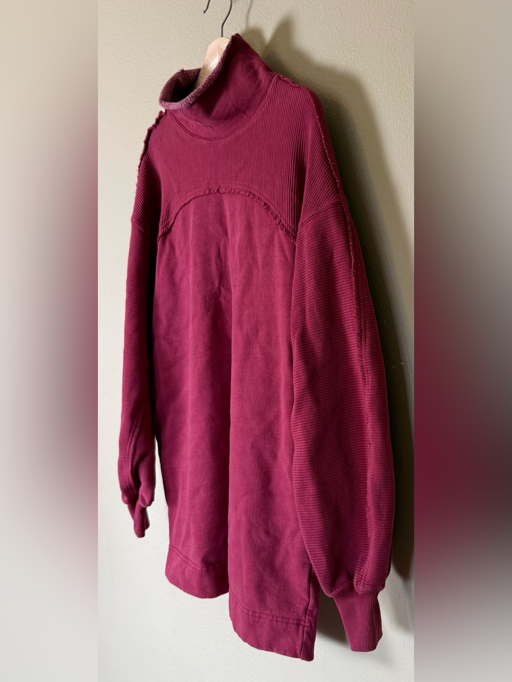Free People Red Cotton Ella Tunic Sweatshirt Size 8 - Picture 3 of 8